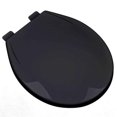 PLUMBING TECHNOLOGIES Slow Close Plastic Round Front Contemporary Design Toilet Seat- Black 2F1R6-90